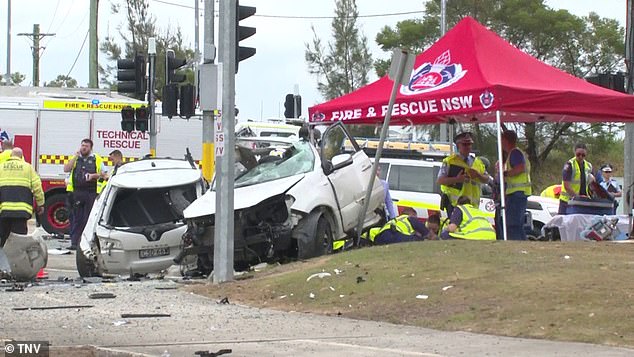 Two people are left fighting for life after a car crashed into a fence outside a pub following a police chase in Sydney's south-west.