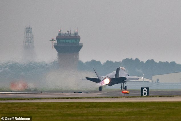 Sixty RAF electronic warfare specialists have been deployed to protect US-British airbases from possible Russian drone attacks (Photo: US F15 and F-35 jets trained at RAF Lakenheath in Suffolk)