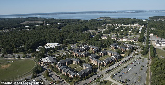 Hastings' recent claims come just weeks after new government data showed other UFO waves turning up near military sites, including Joint Base Langley-Eustis (pictured)