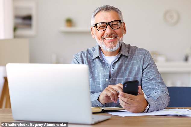 Using the Internet is good for you, but only if you are over a certain age. This is evident from a new study that claims that over-50s who regularly use the internet are happier with their lives and are less likely to become depressed (stock image)