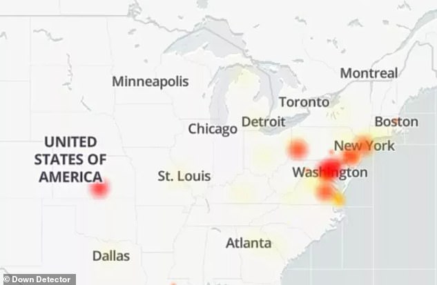 Down Detector showed a spike in reports of outages along the east coast this morning