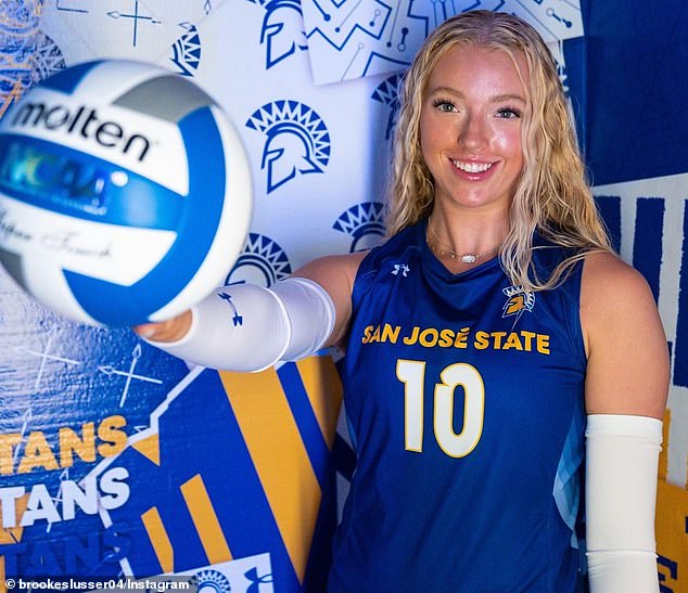 San Jose State University women's volleyball co-captain Brooke Slusser has accused her university of suspending assistant coach Melissa Batie-Smoose