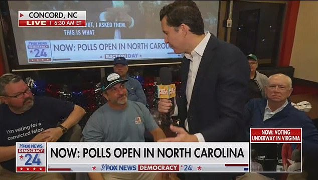 Co-host of the Fox & Friends television segment Will Cain was surprised by a self-described “Trump-loving” voter's response to his choice to win the election for the Tar Heel State.