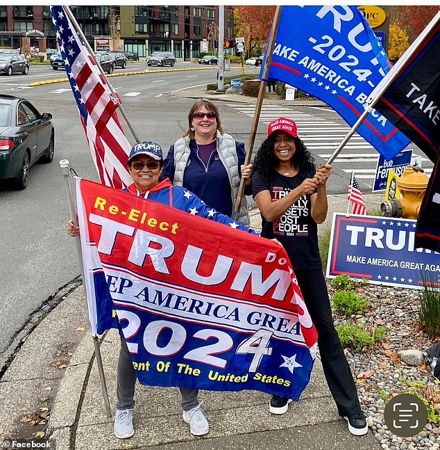 Marry Jennings, left, and Gina Powell, right, campaigned for Trump ahead of the election