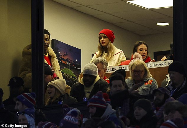 Taylor Swift is seen watching boyfriend Travis Kelce and the Chiefs in the playoffs