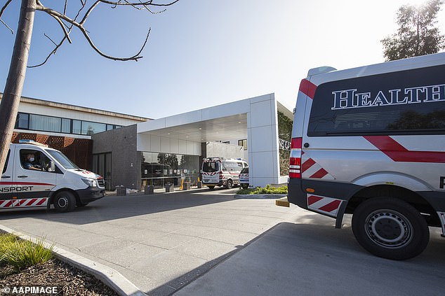 Ambulances are seen at Epping Garden care home during the 2020 Covid outbreak