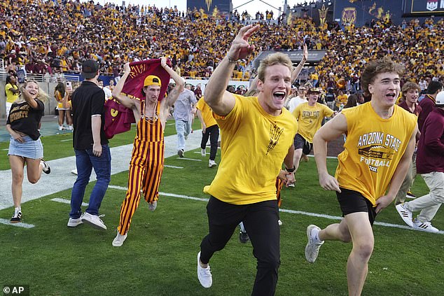 Fans stormed the field too early as Arizona State defeated BYU in a college football game