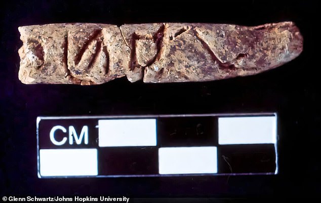 Excavations in the ancient city of Umm el-Marra discovered clay objects about the size of fingers. The engraved symbols may be part of the earliest known alphabet