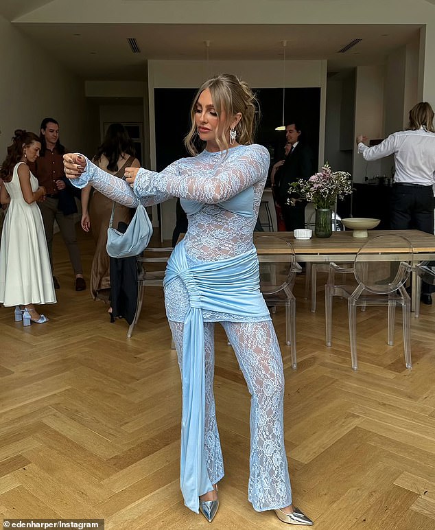 Eden Harper (photo) has chosen a very sassy ensemble for a friend's wedding