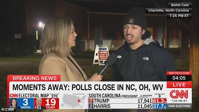 The unknown man was interviewed by CNN shortly after casting his vote in the presidential election between Donald Trump and Kamala Harris