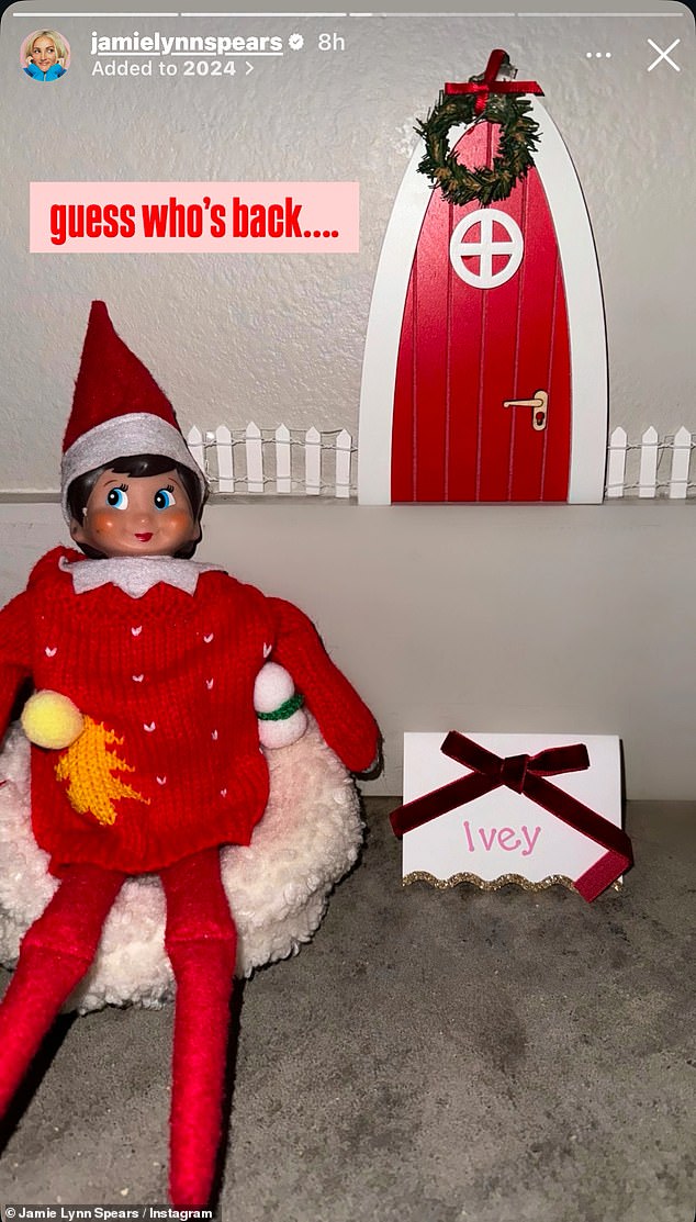 Jamie Spears is also back in the party spirit as she shared a photo of the doll sitting on a small bean bag in front of a small door on the wall