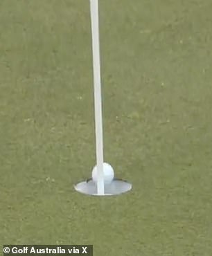 Shin holed out for eagle with the stunning shot that rolled onto the green before falling into the hole