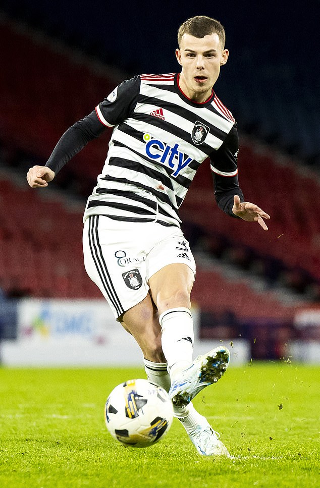 Left back Josh Scott scores the decisive penalty for Queen's Park in a 7-6 shootout win