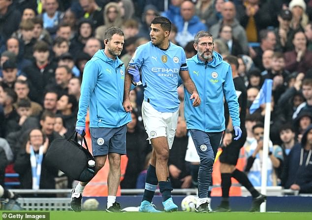 City have been missing Ballon d'Or winner Rodri (centre) since he injured his cruciate ligament in September