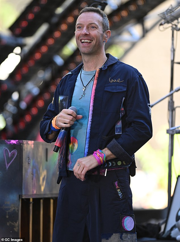 Apple's father Chris Martin, 47, and brother Moses, 18, also attended the event in custom Valentino tuxedos (pictured in New York City in October)