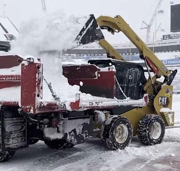 Fans have volunteered to try to clear the snow ahead of Sunday night's NFL game