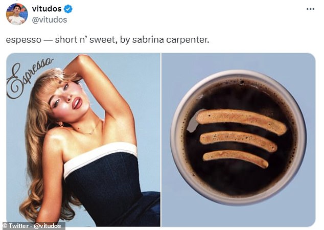 The first logo resembles a coffee cup, which according to @vitudos is a reference to Sabrina Carpenter's album