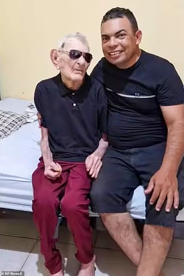 Joao in the picture with his son. He became the oldest man in the world after the death of Englishman John Alfred Tinniswood earlier this week