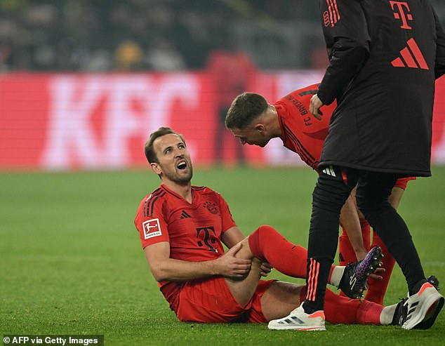 Kane limped off during Bayern Munich's 1-1 draw against Borussia Dortmund on Saturday