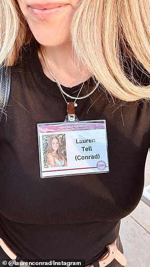 Lauren, whose nickname on the show was LC, took a selfie showing the name tag she wore at the event, which featured her yearbook snapshot