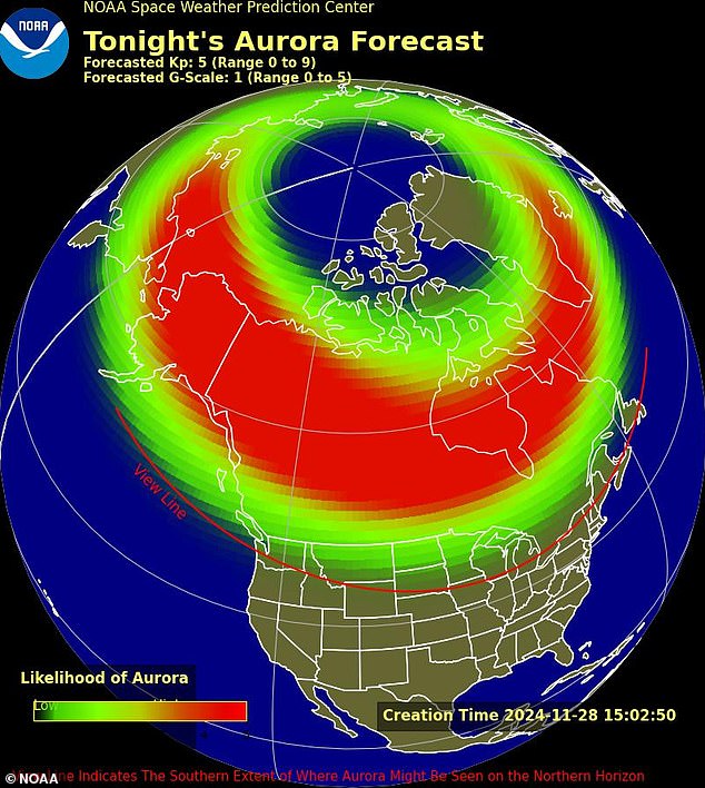 1733111433 942 Northern Lights visible in the US on Thanksgiving Day