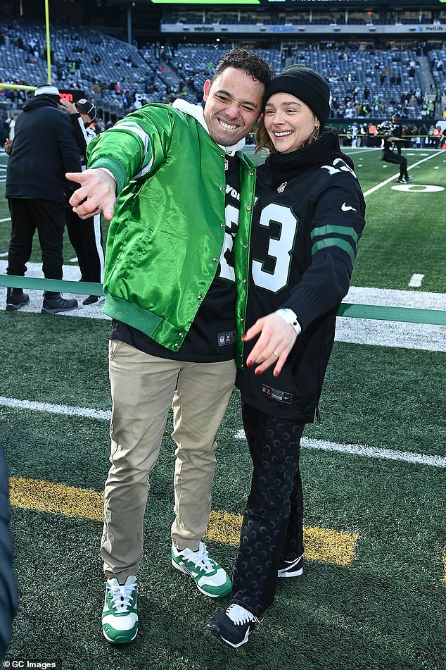 The duo proudly showed off their Jet's jerseys together