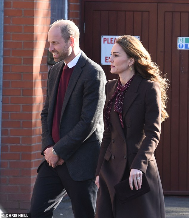 Catherine will join her husband to officially greet the Emir and his wife, Sheikha Jawaher, at their residence on December 3 and accompany them to the Horse Guards Parade for a ceremonial welcome. Pictured in Southport in October