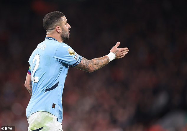 Man City were led by England defender Kyle Walker at Anfield on Sunday afternoon