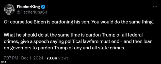 1733147373 156 Americans urge Biden to pardon Trump after showing mercy to