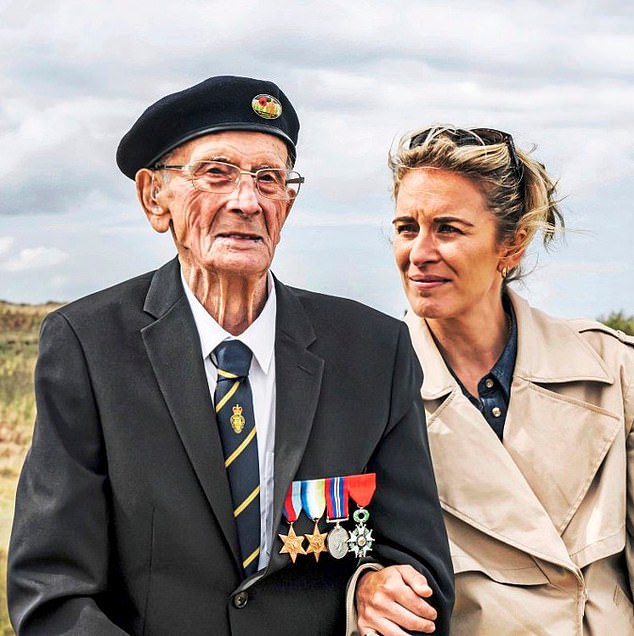 Earlier this year, Vicky's (right) grandfather explained how he narrowly escaped death when his landing craft was hit by enemy fire during the invasion of Normandy.