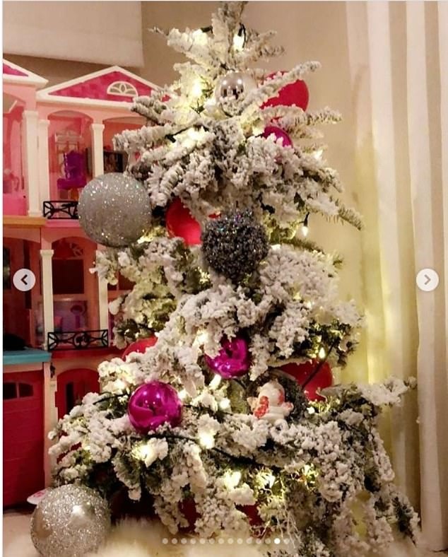 The star showed a mini tree with large ornaments