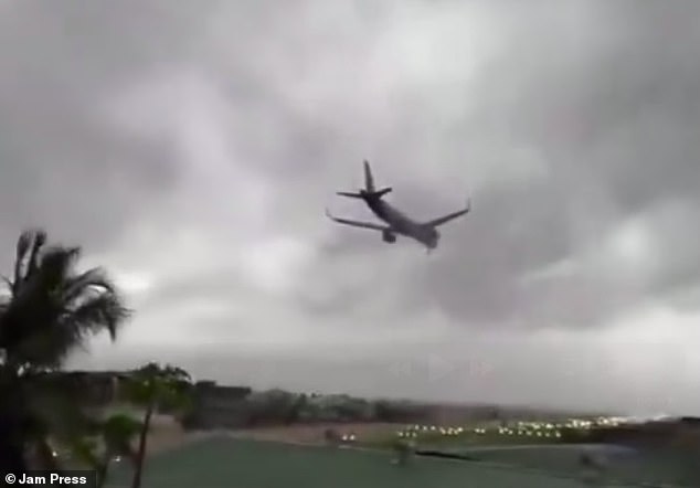 The plane had tried to land during a cyclone on Saturday but had to reconsider the decision