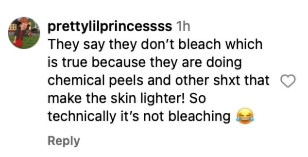 'They say they don't bleach, which is true because they use chemical peels and other skin lightening agents! So technically it's not bleach,” someone else added