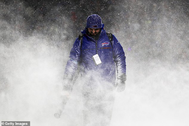 Bills fans were asked to help clear the stadium prior to the game, and did so before kickoff