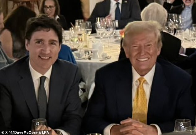 ALL SMILES: President-elect Donald Trump's (right) suggestion that Canada become the 51st state drew nervous laughter from Canadian Prime Minister Justin Trudeau (left) and laughs at the table