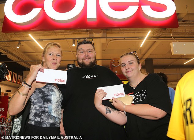 Pictured: Lee-Arnna Austin-Fasham 25, (right) with husband Christopher Hodges 32, (center) and his mother Jenni Harrison 53, (left) all scored a $200 voucher