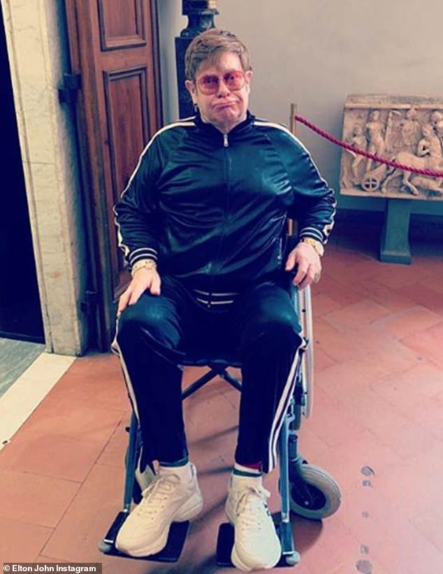 In addition to his current vision problems, Elton has been dealing with a host of other health issues, having had both knees and his right hip replaced following a fall, which forced him to postpone his 2021 farewell tour (pictured in 2022).