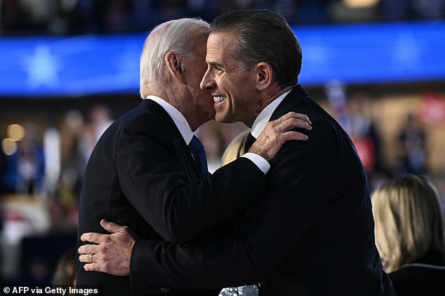 Joe Biden with his son Hunter at the Democratic National Convention in August