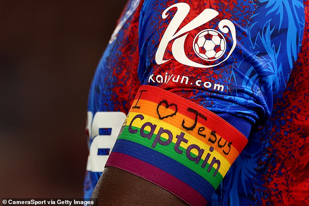 The Crystal Palace star scribbled 'I love Jesus' on his armband against Newcastle on Saturday