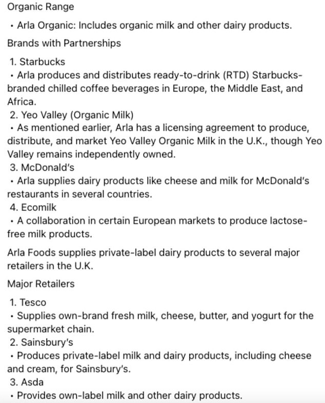 1733224841 329 Lurpak Cravendale Tesco even Starbucks full list of contaminated Bovaer