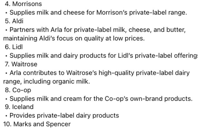 Virtually all major supermarkets have also been attacked by shoppers and are also on the list