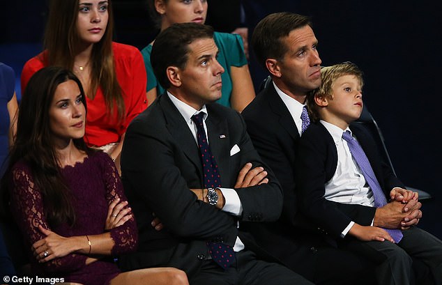 Ashley Biden pictured with her brothers Hunter (center) and Beau (right) at the 2012 Democratic National Convention