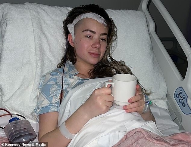 Ms Bradbury admitted she 'struggled' with her appearance after the operation as half of her head was shaved off and she had a 'big' scar on her head.