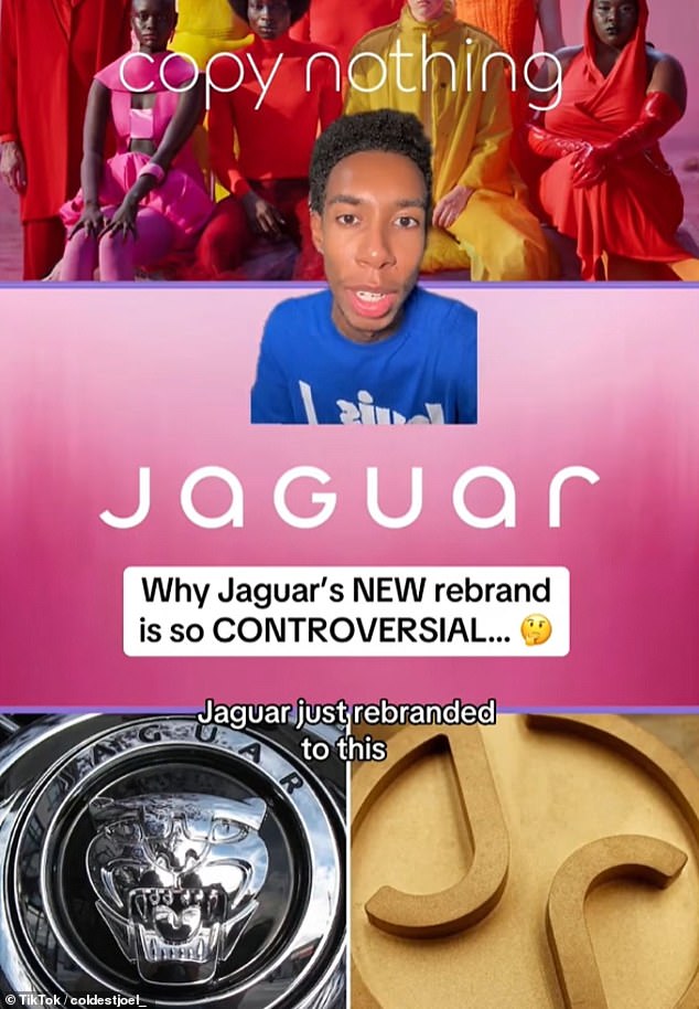 TikToker Joel, said Jaguar was an 'iconic British heritage brand' but the switch makes it look 'cheap'