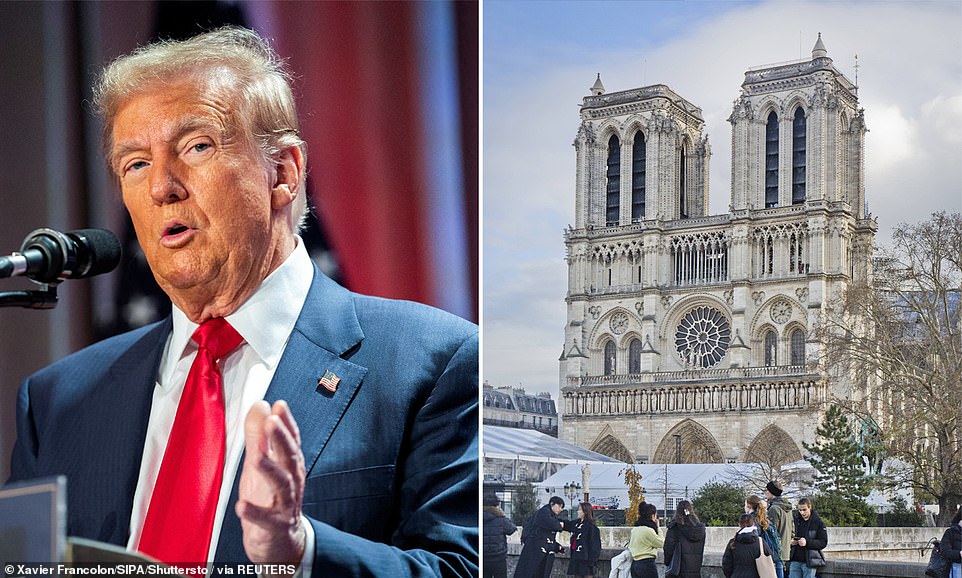 President-elect Donald Trump announced Monday evening that he would travel to Paris on Saturday to attend the reopening of the Notre Dame Cathedral. Trump made the announcement via his Truth Social network. It will be his first trip abroad since winning the presidential election last month.