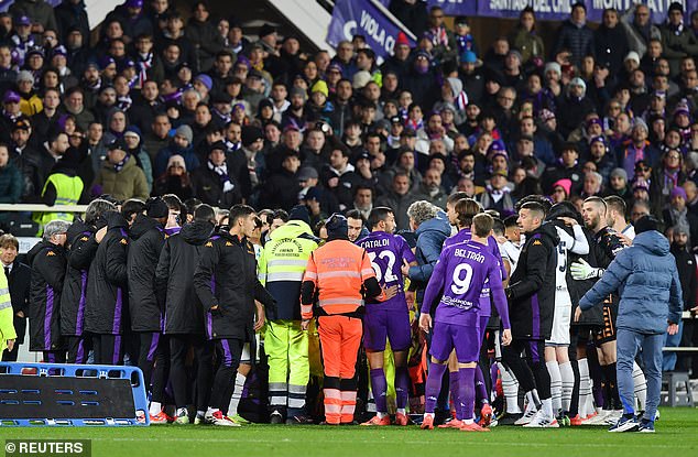 Fiorentina midfielder Bové collapsed during his team's match against Inter Milan on Sunday evening