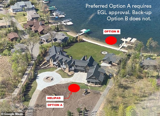 Schieffer has been trying to install a helipad on his property since 2000, drawing up plans like this one before seeing the bid overturned by both state and county commissioners.