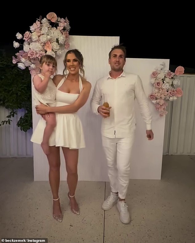 The tragic news came just two weeks after Beck and Ben hosted a star-studded baby shower in Perth to celebrate the pregnancy: pictured with their two-year-old daughter Immy