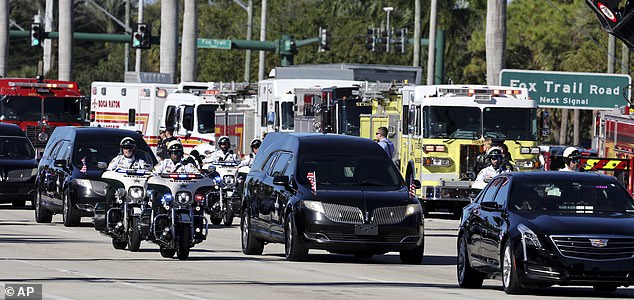 A ten-mile procession rode to the service