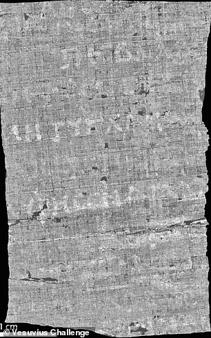 Newly revealed text from Bodleian scroll PHerc.172 (pictured) is Greek, researchers say